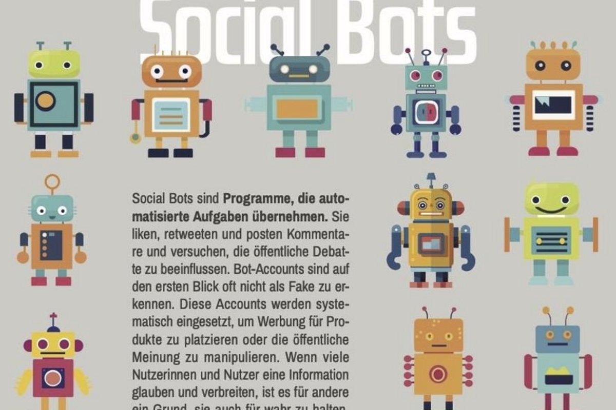 Plakatauszug der Ausstellung "Fake News", die im Amtsgebäude zu sehen ist. Grafik: ©ausstellung leihen In einer Grafik wird das Thema Künstliche Intelligenz erläutert