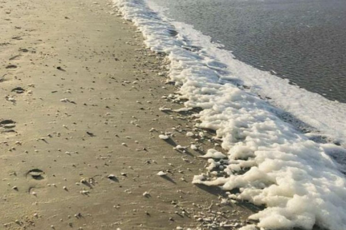 Meeresschaum an Nord- und Ostsee. Foto: LaSD Sandstrand mit Meereswasser